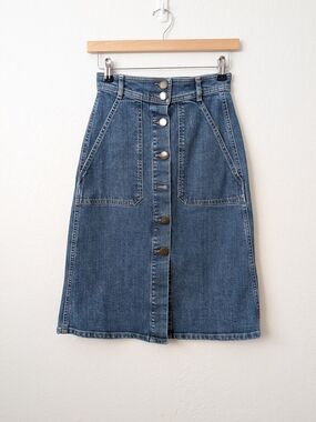 Maje Jordan Buttoned Denim Midi Skirt US Size 2/ EUR 34